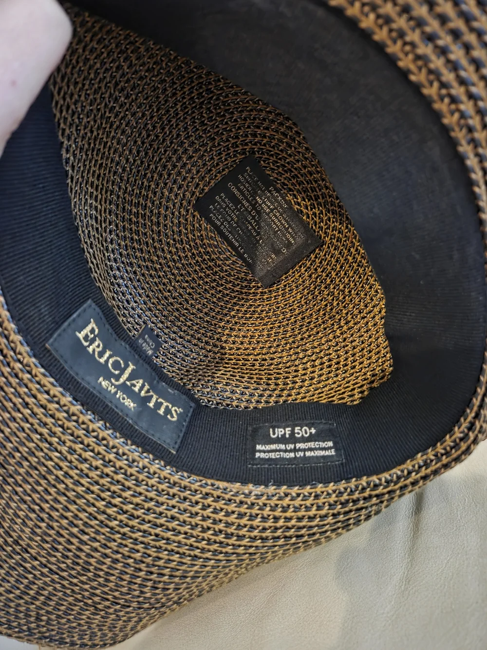 Eric Javits Wide-Brim Straw Sun Hat in Taupe - Picture 4 of 5